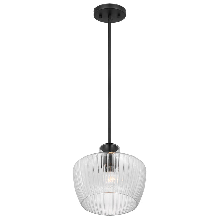 Destin One Light Mini Pendant in Black / Silver Accents