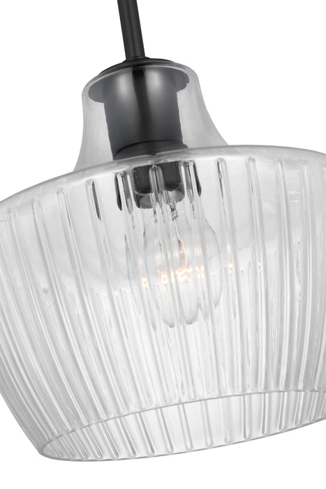 Destin One Light Mini Pendant in Black / Silver Accents