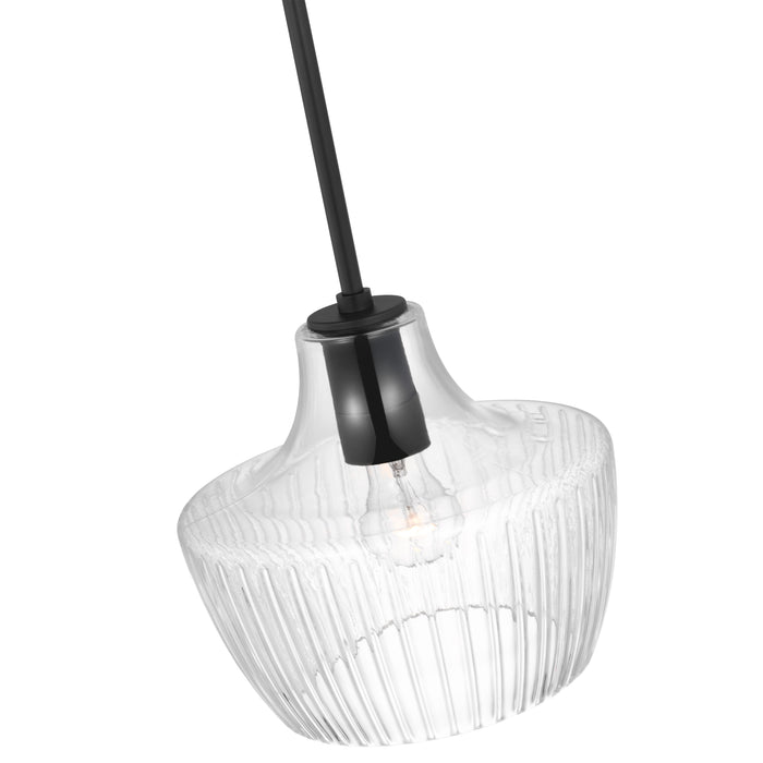 Destin One Light Mini Pendant in Black / Silver Accents