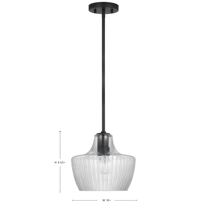 Destin One Light Mini Pendant in Black / Silver Accents