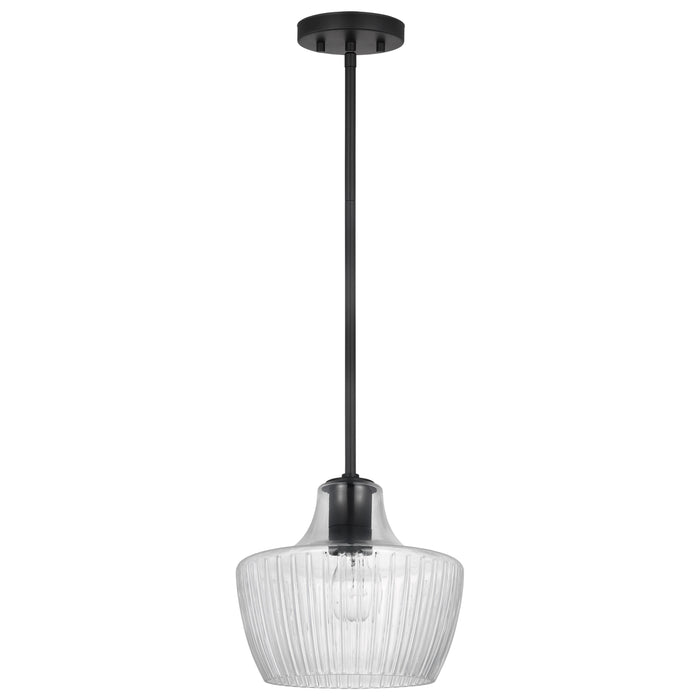 Destin One Light Mini Pendant in Black / Silver Accents