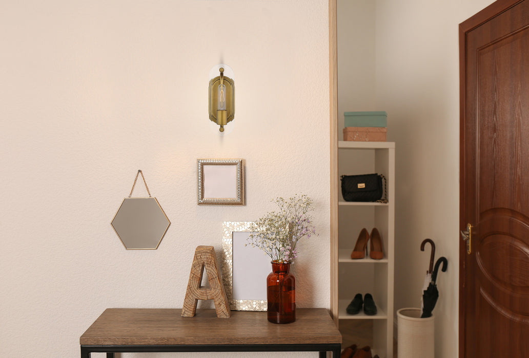 Teton One Light Vanity in Natural Brass