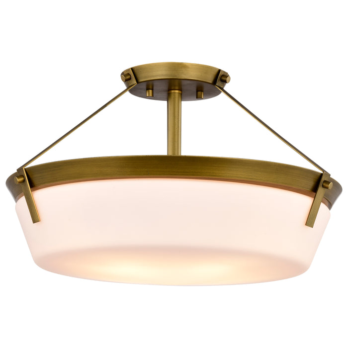 Rowen Four Light Semi Flush Mount in Natural Brass