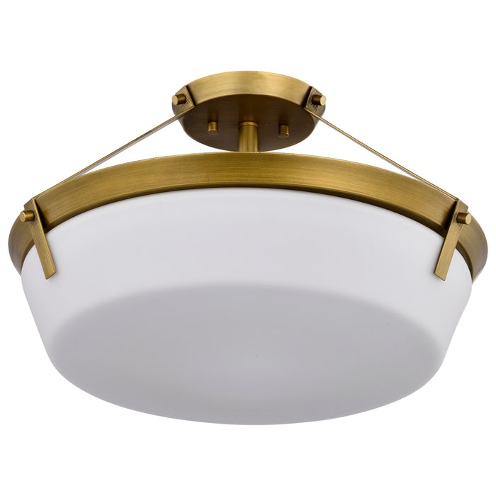 Rowen Four Light Semi Flush Mount in Natural Brass