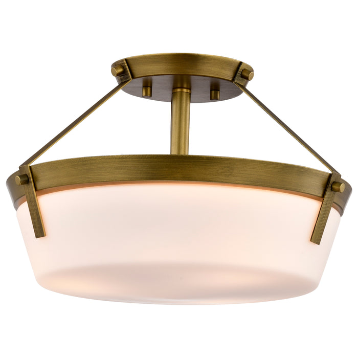 Rowen Three Light Semi Flush Mount in Natural Brass