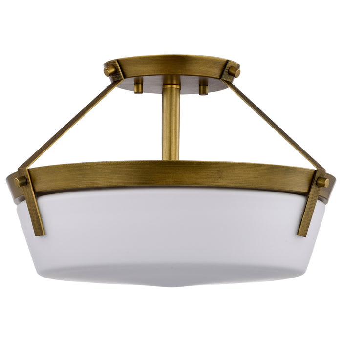 Rowen Three Light Semi Flush Mount in Natural Brass