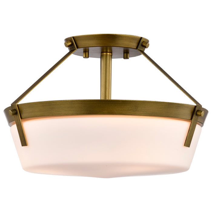 Rowen Three Light Semi Flush Mount in Natural Brass