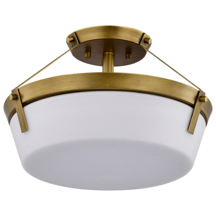 Rowen Three Light Semi Flush Mount in Natural Brass