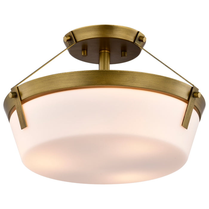 Rowen Three Light Semi Flush Mount in Natural Brass