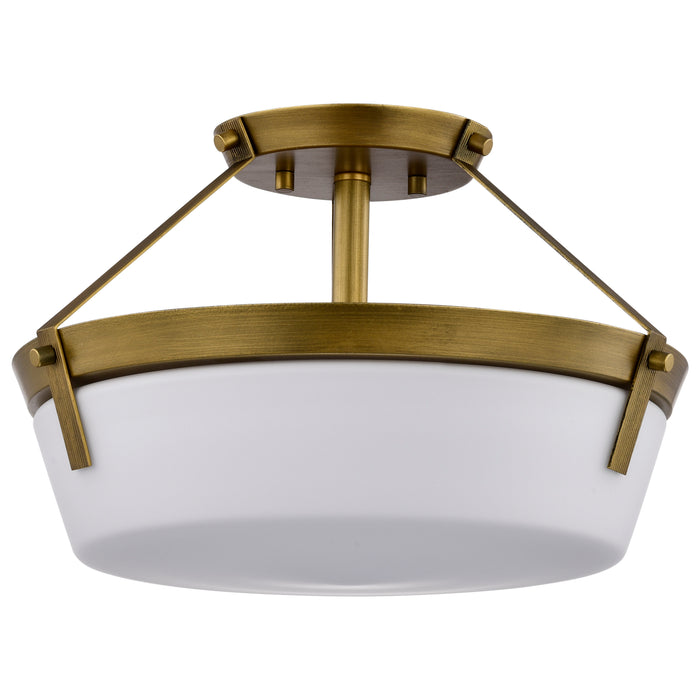 Rowen Three Light Semi Flush Mount in Natural Brass