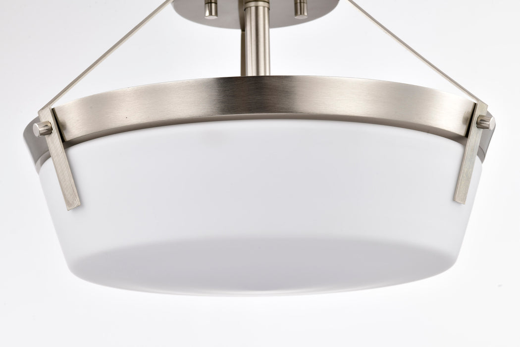 Rowen Three Light Semi Flush Mount in Brushed Nickel