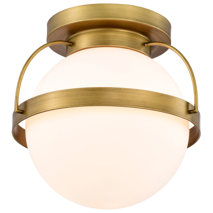 Lakeshore One Light Flush Mount in Natural Brass