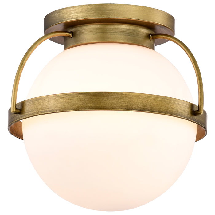 Lakeshore One Light Flush Mount in Natural Brass