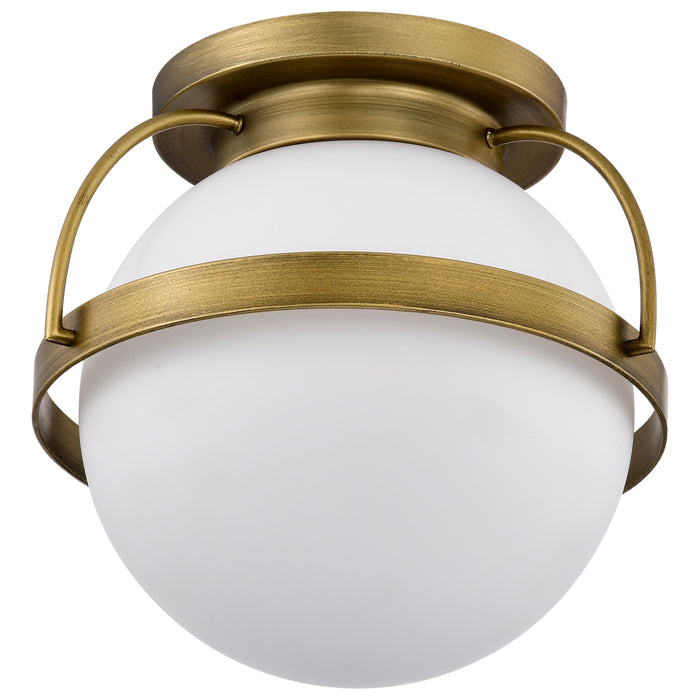 Lakeshore One Light Flush Mount in Natural Brass