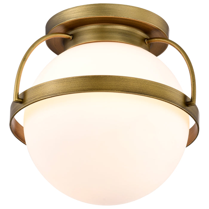 Lakeshore One Light Flush Mount in Natural Brass