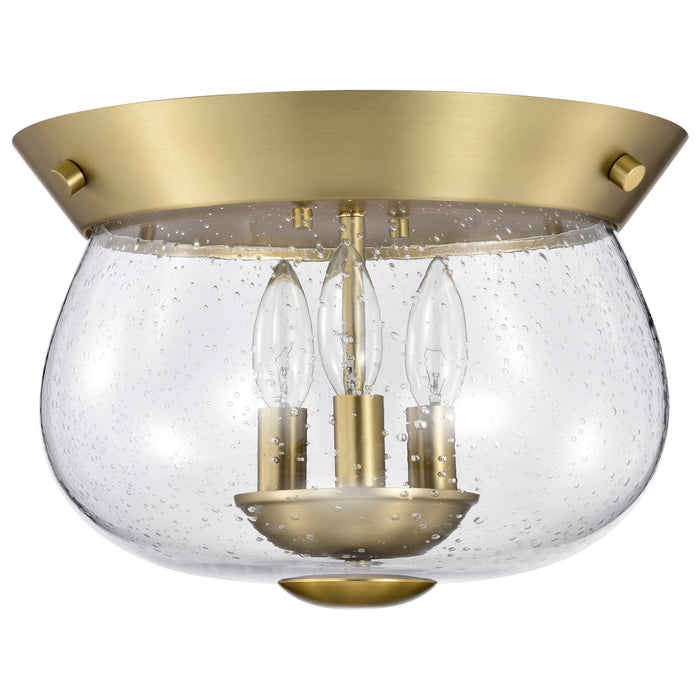 Boliver Three Light Flush Mount in Vintage Brass