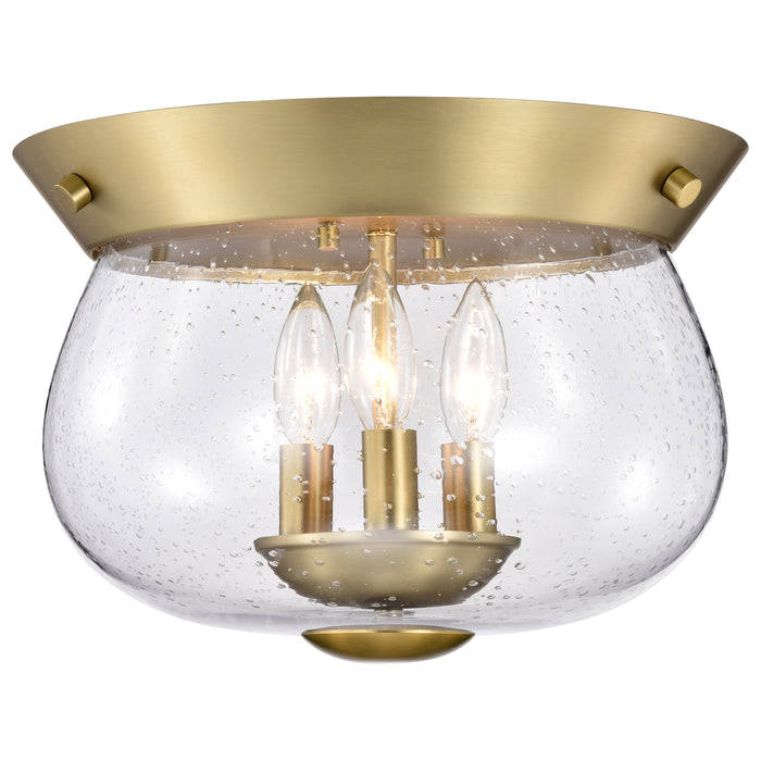 Boliver Three Light Flush Mount in Vintage Brass