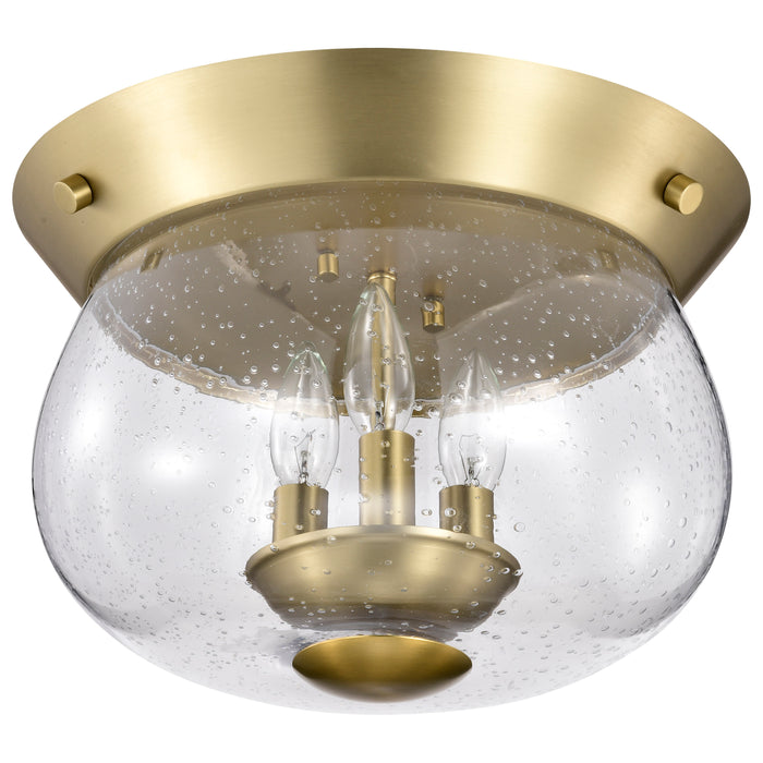 Boliver Three Light Flush Mount in Vintage Brass