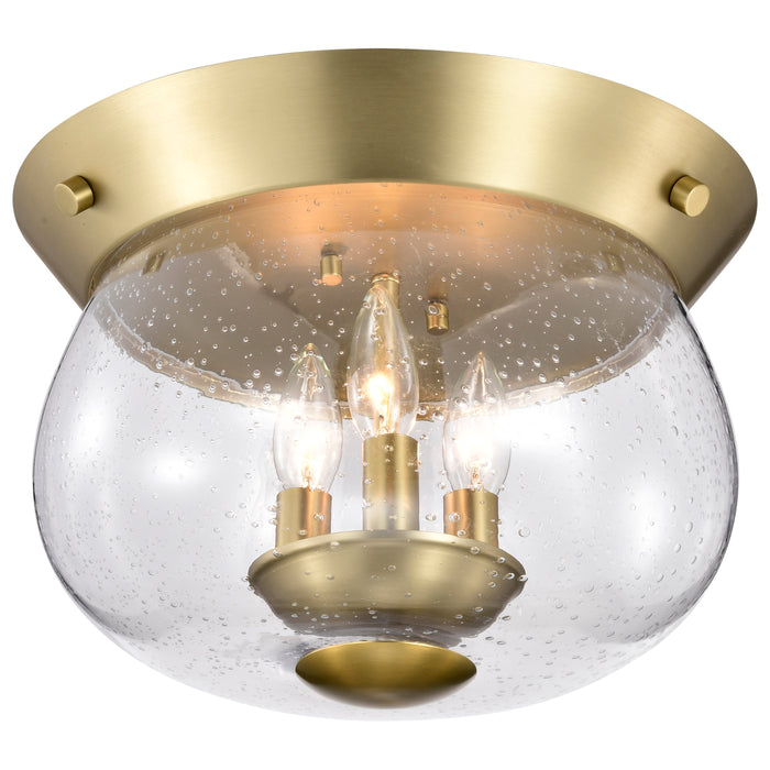 Boliver Three Light Flush Mount in Vintage Brass