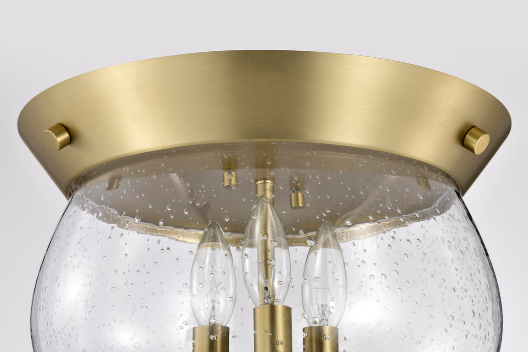 Boliver Three Light Flush Mount in Vintage Brass