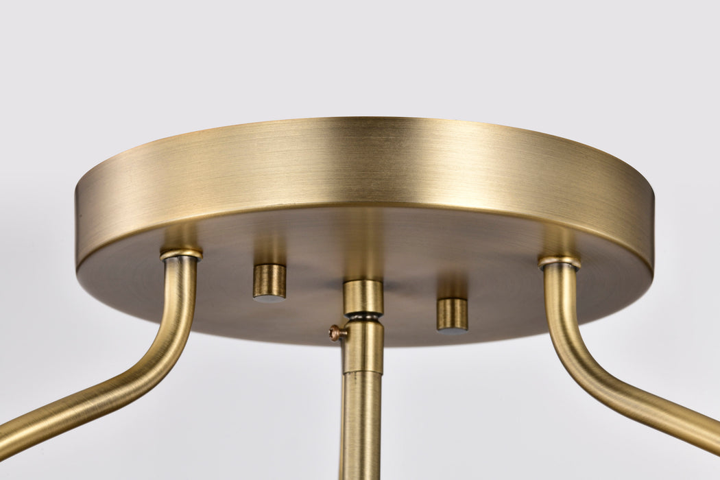 Amado Three Light Semi Flush Mount in Vintage Brass