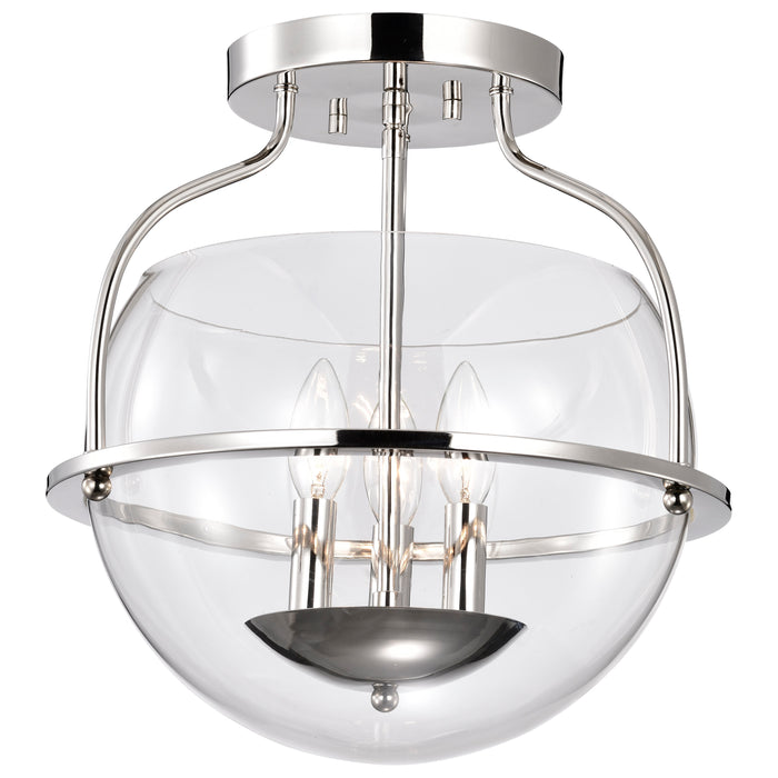 Amado Three Light Semi Flush Mount in Polished Nickel