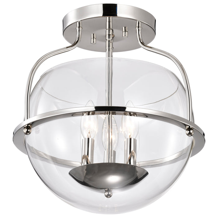 Amado Three Light Semi Flush Mount in Polished Nickel