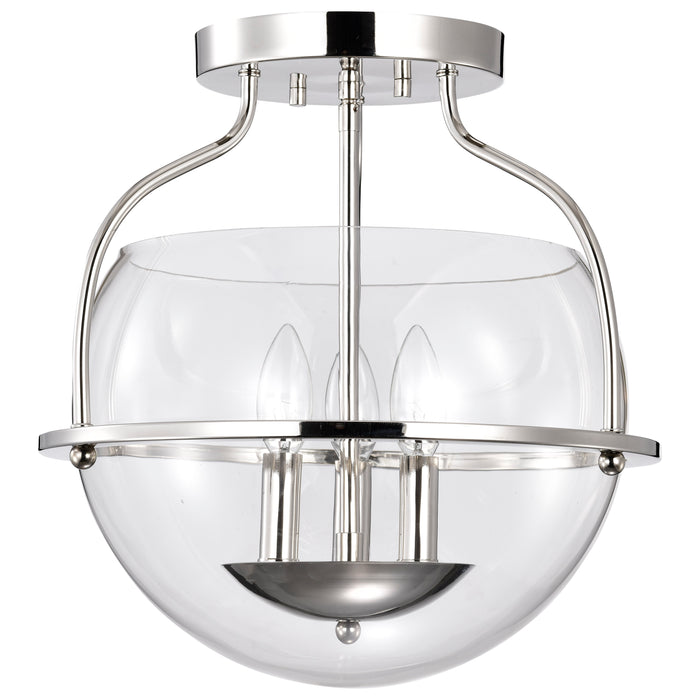 Amado Three Light Semi Flush Mount in Polished Nickel