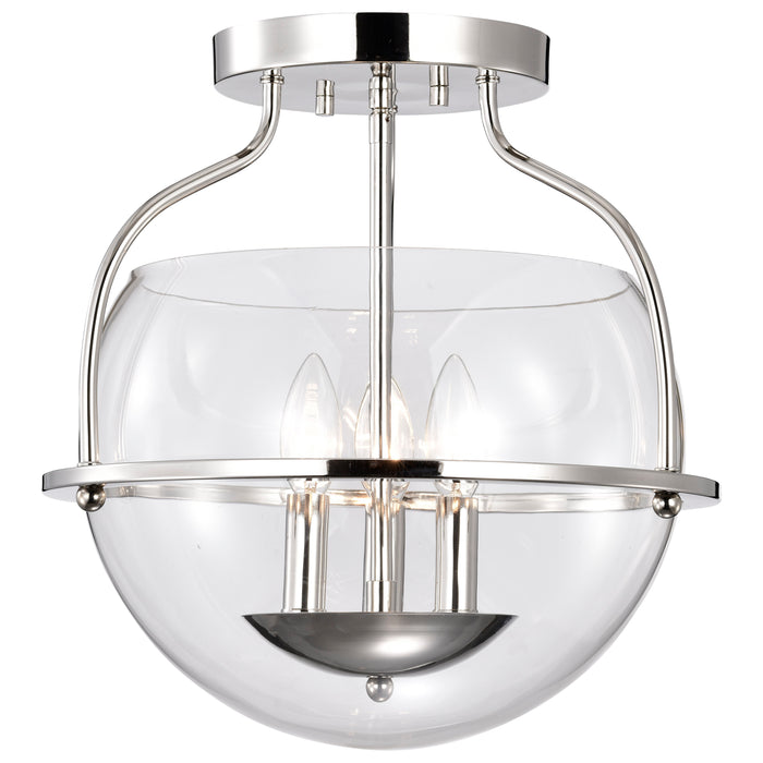 Amado Three Light Semi Flush Mount in Polished Nickel