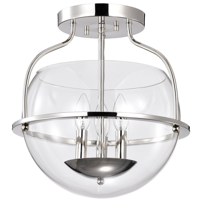 Amado Three Light Semi Flush Mount in Polished Nickel