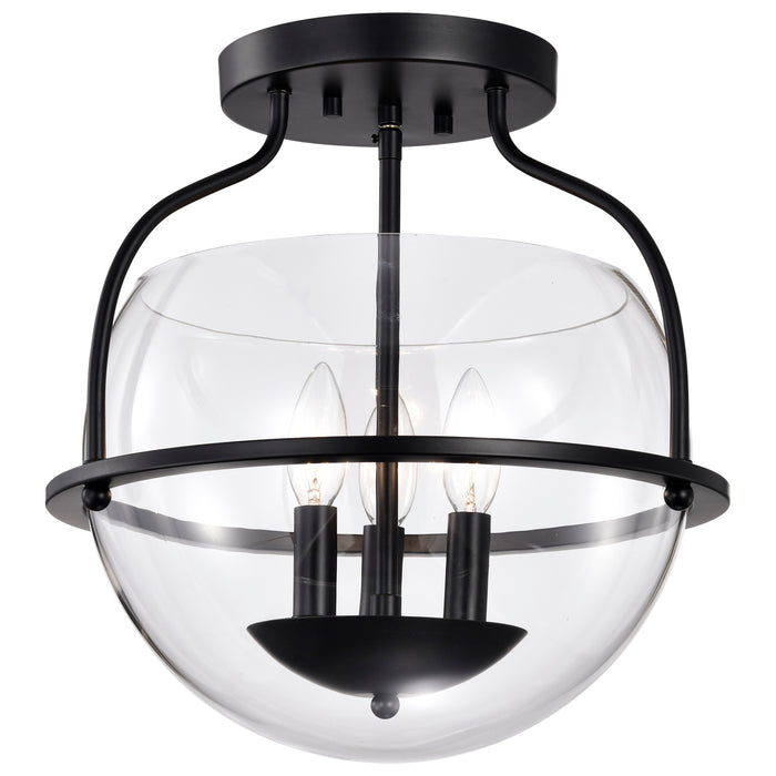 Amado Three Light Semi Flush Mount in Matte Black