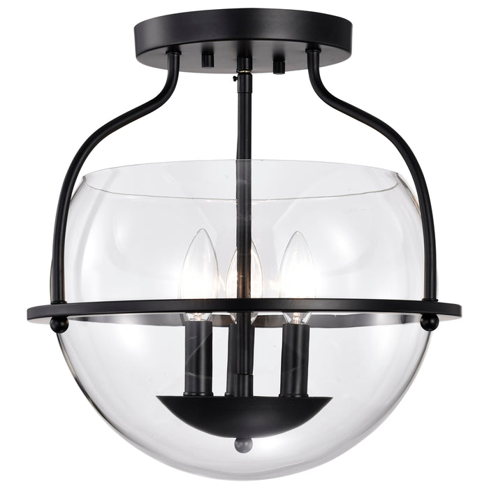 Amado Three Light Semi Flush Mount in Matte Black