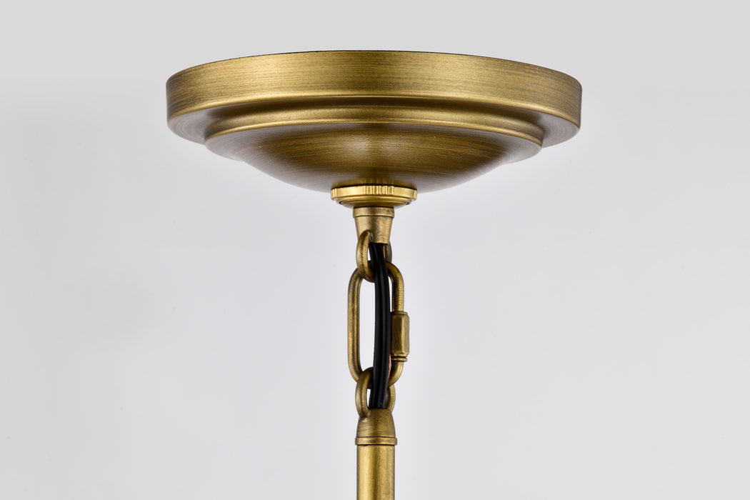 Valdora One Light Pendant in Natural Brass