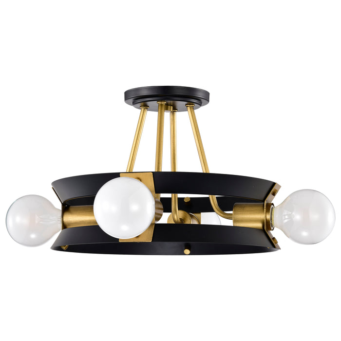 Marsden Four Light Semi Flush Mount in Matte Black