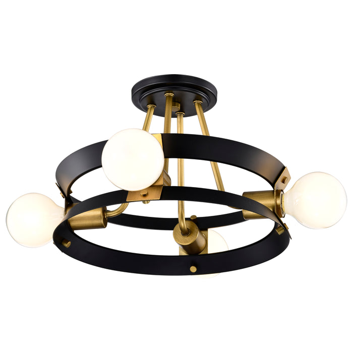 Marsden Four Light Semi Flush Mount in Matte Black