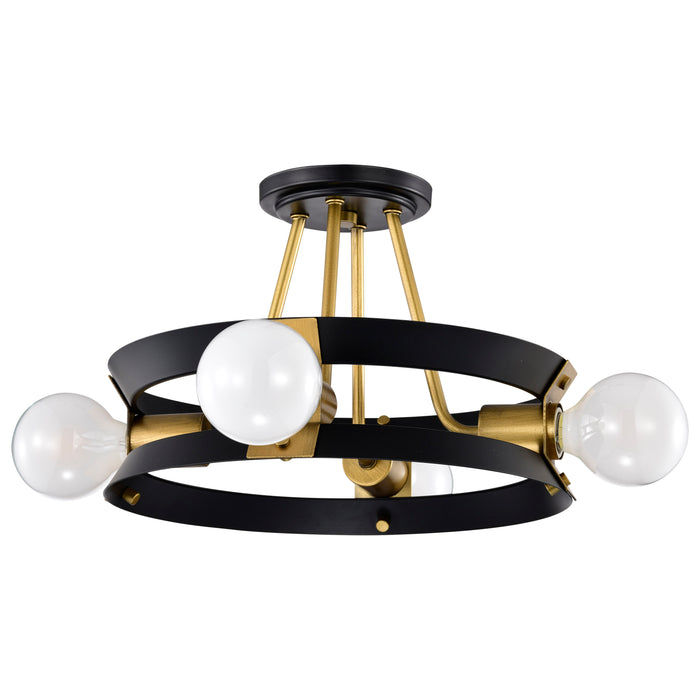 Marsden Four Light Semi Flush Mount in Matte Black