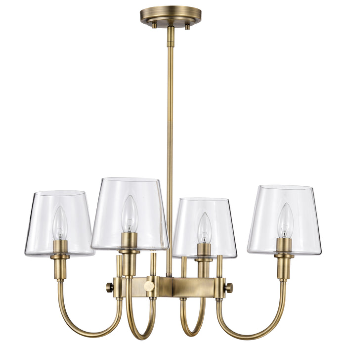 Brookside Four Light Chandelier in Vintage Brass