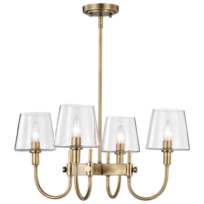 Brookside Four Light Chandelier in Vintage Brass