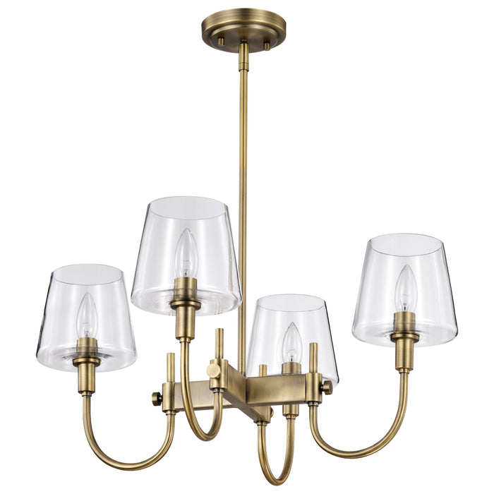 Brookside Four Light Chandelier in Vintage Brass