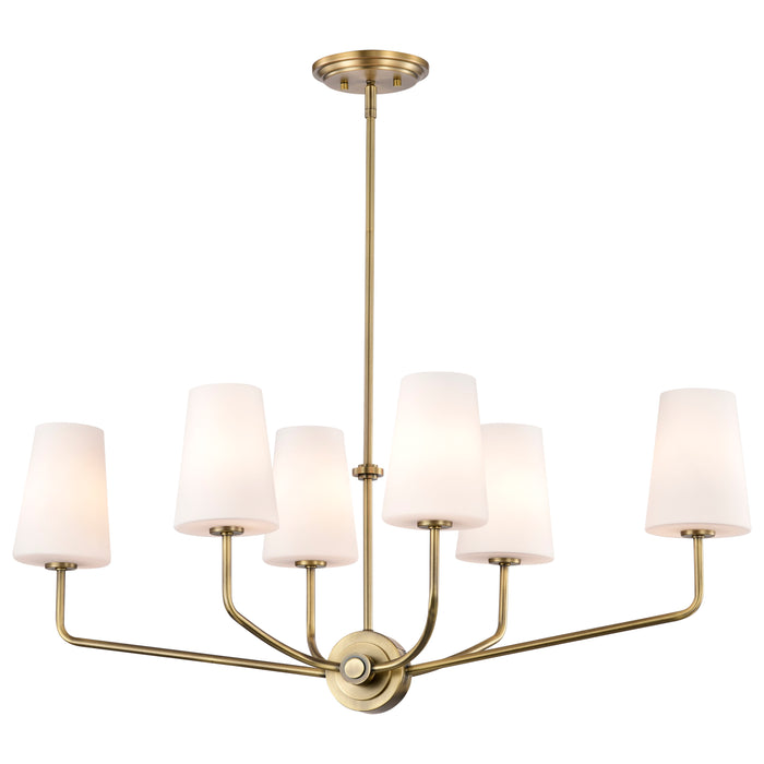 Cordello Six Light Island Pendant in Vintage Brass