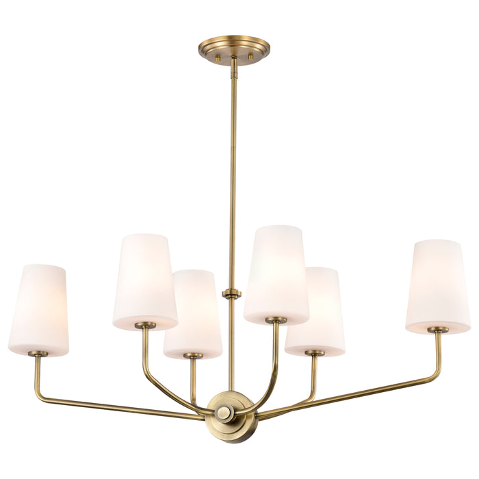 Cordello Six Light Island Pendant in Vintage Brass