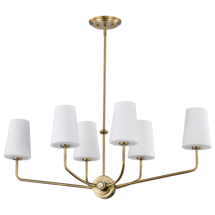 Cordello Six Light Island Pendant in Vintage Brass