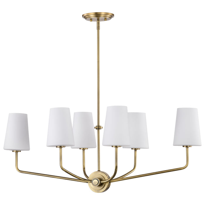 Cordello Six Light Island Pendant in Vintage Brass