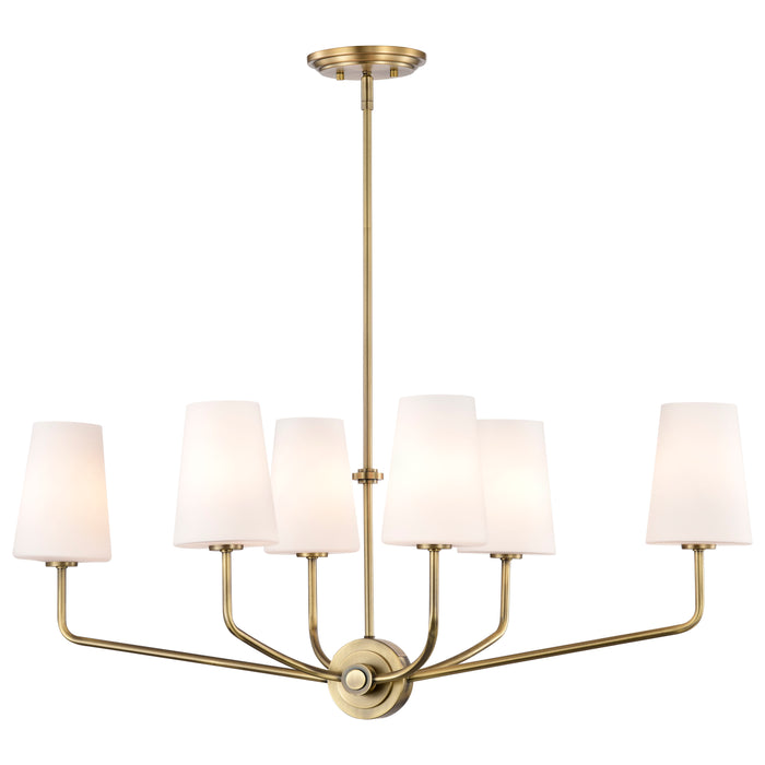 Cordello Six Light Island Pendant in Vintage Brass