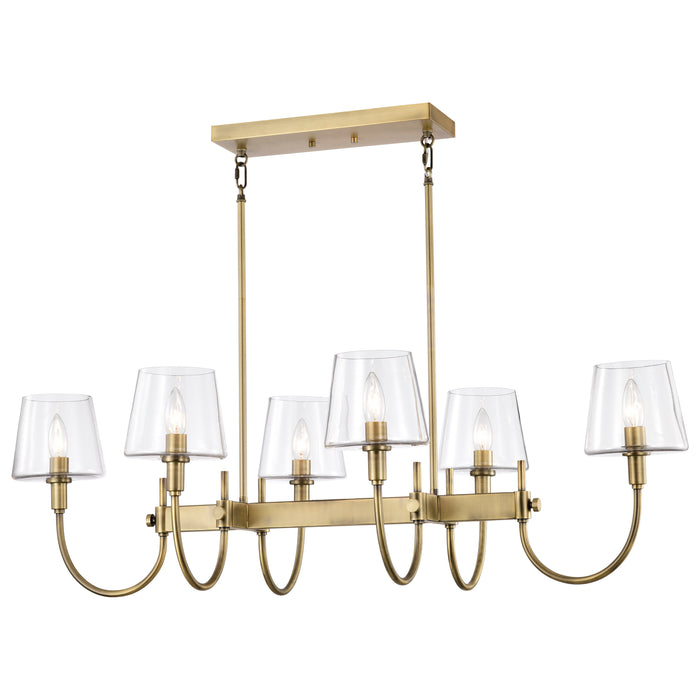 Brookside Six Light Island Pendant in Vintage Brass