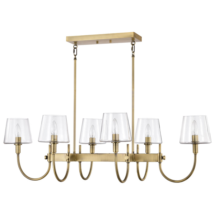 Brookside Six Light Island Pendant in Vintage Brass