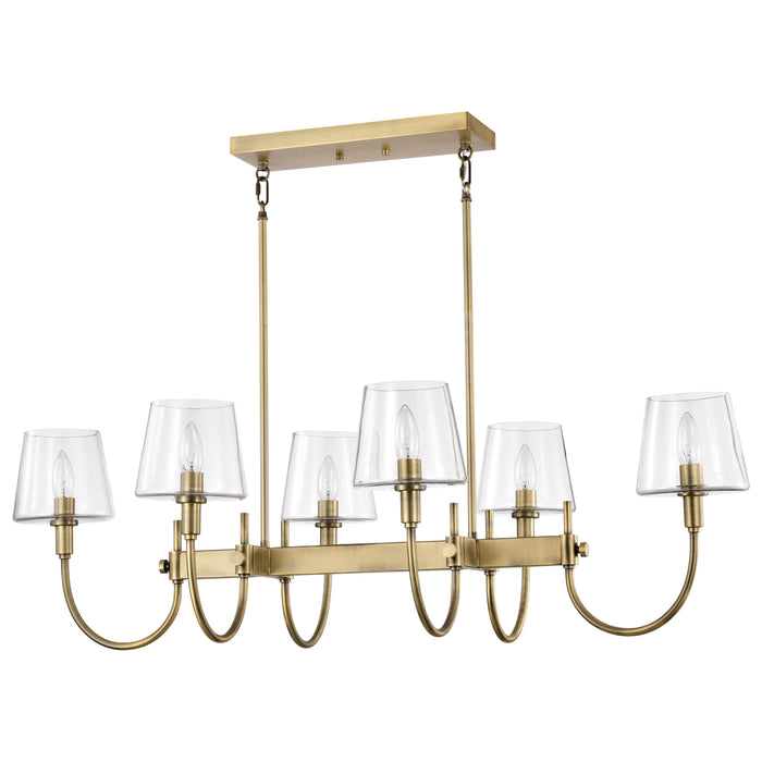 Brookside Six Light Island Pendant in Vintage Brass