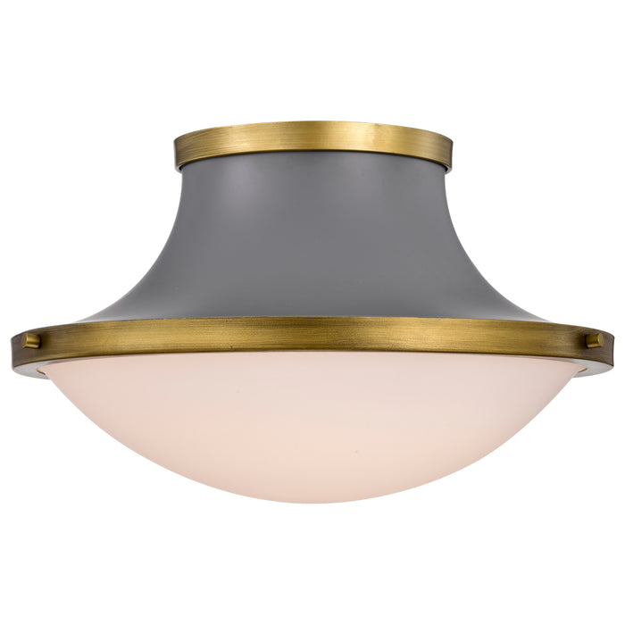 Lafayette Three Light Flush Mount in Matte Gray