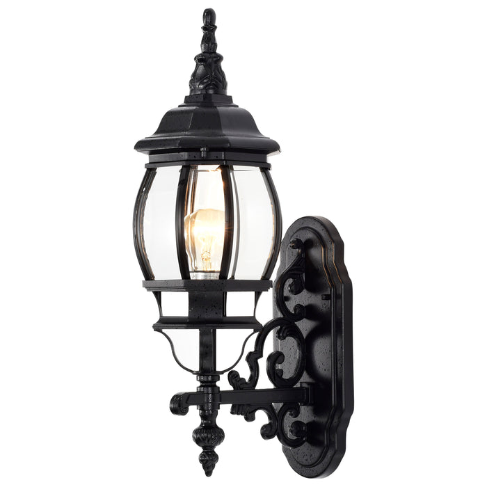 Central Park One Light Outdoor Wall Lantern in Textured Black