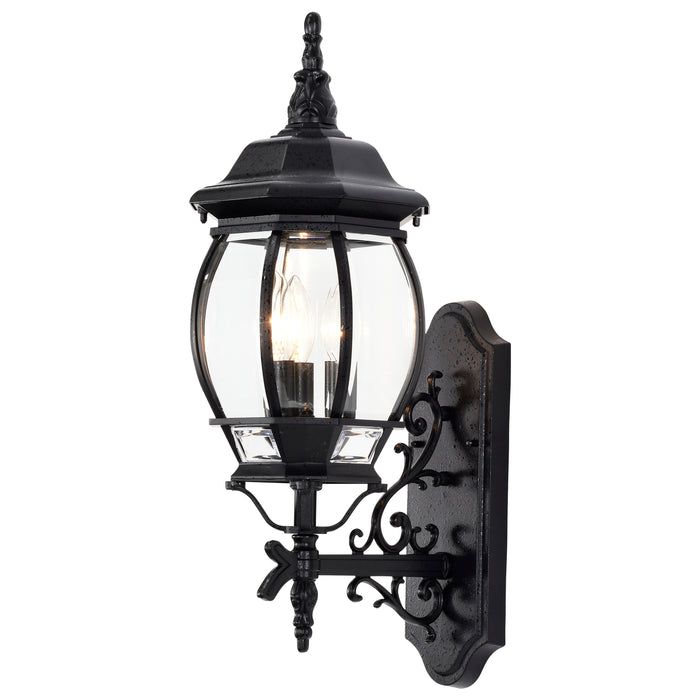 Central Park Three Light Outdoor Wall Lantern in Textured Black